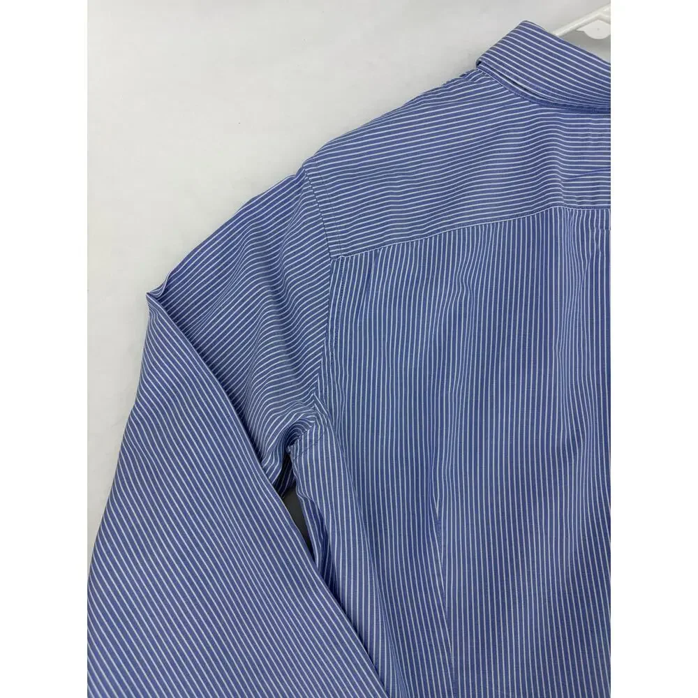 Banana Republic Grant Fit Dress Shirt Men's M Blue Striped Supima Cotton
